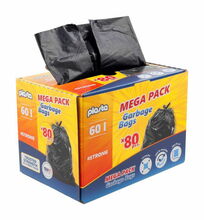 Prügikotid Plasta Mega Pack, 25 mikr., 60 L, mustad, 80 tk