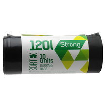 Prügikotid Sortex, 120 L, 35 mkr, LDPE, 70 x 100 cm, must, 10 tk