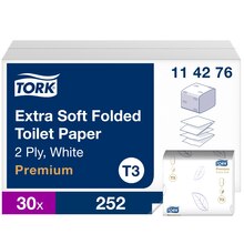 Tualettpaber Tork Extra Soft Folded T3 114276, 2-kihiline, 252 lehte, 1 tk