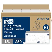 Paberkäterätikud Tork Advanced ZZ Fold H3 64152, 2 kihiline, 250 tk, valge, 24.8 x 23 cm