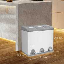 Prügikast Songmics, 3 x 8 L, valge-hall