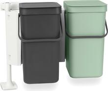 Prügikastide komplekt Brabantia Sort & Go, 2 x 12 L, hall/roheline