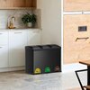 Prügikast Songmics, 3 sektsiooni, 45 L, 60.5 x 40.5 x 48.5 cm, must