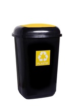 Prügikast Plafor, 12 L, must/kollane