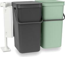 Prügikastide komplekt Brabantia Sort & Go, 2 x 16 L, hall/roheline
