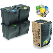 Prügikastide komplekt Prosperplast Sortibox, 4 x 25 L, hall