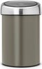 Prügikast Brabantia Touch Bin, 3 L, matt plaatina/pruun