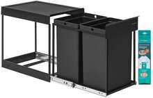Prügikast Songmics, topelt, 2 x 20 L, 48.6 x 32.4 x 44 cm, must