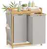 Pesukorv Songmics RLH115W01, 2 sektsiooni, 2 x 50 L, 94 x 33 x 78 cm, kreemjas valge