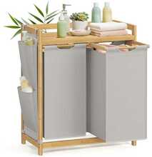 Pesukorv Songmics RLH115W01, 2 sektsiooni, 2 x 50 L, 94 x 33 x 78 cm, kreemjas valge