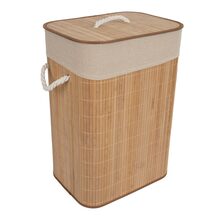 Pesukorv Home4You Max Bamboo, 40 x 30 x 57 cm, kaanega, pruun