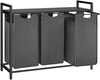 Pesukorv Vasagle REX, 3 x 38 L, riiuliga, must-hall