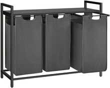 Pesukorv Vasagle REX, 3 x 38 L, riiuliga, must-hall