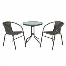 Rõdukomplekt Home4you Bistro, laud ja 2 tooli, 60 x 70 cm, hall