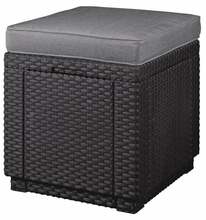 Aiatool Allibert Cube Storage Pouf 213785, 42 x 42 x 39 cm, grafiit