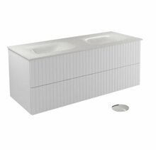 Vannitoakapp Besco Akya Linea, koos kraanikausiga, 52.5 x 131 x 50.7 cm, läbipaistev/valge/kroom