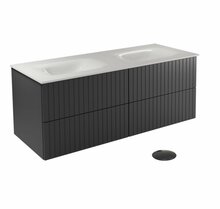 Vannitoakapp kraanikausiga Besco Akya Linea, 52.5 x 131 x 50.7 cm, läbipaistev/valge/must