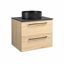 Valamukapp Raguvos Baldai JOY, musta HPL tööpinna ja valamuga, 61 cm, hele tamm