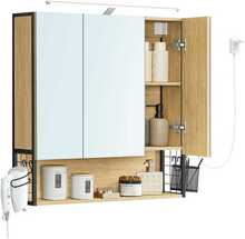 Vannitoa peegelkapp Vasagle BBK124A10, LED valgustusega, 14.5 x 70 x 70 cm, naturaalne tamm