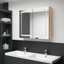 Vannitoa peegelkapp Soduinamams, LED, 80 x 12 x 68 cm, tamm