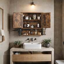Vannitoakapp Vasagle BBK123B01, 60 x 16 x 60 cm, pruun-must
