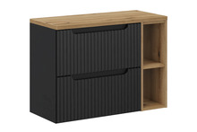 Vannitoakapp Comad Nova Oak, tööpinnaga, 80 cm, must/tamm