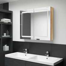 Vannitoa peegelkapp Soduinamams, LED, 80 x 12 x 68 cm, valge/tamm