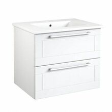 Vannitoakapp Raguvos Baldai Serena Retro, valge, valge läikiv, 61 cm, koos kraanikausiga