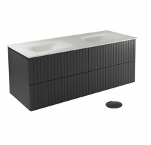 Vannitoakapp Besco Akya Linea, koos valamuga, 52.5 x 131 x 50.7 cm, valge/must/hall
