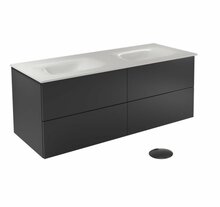Vannitoakapp Besco Akya Classic, valamu, 52.5 x 131 x 50.7 cm, läbipaistev/valge/must