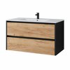 Vannitoakapp Domoletti, 45.5 x 89 x 50 cm, tamm/must