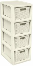 Plastikriiul Branq 4 sahtliga, 24,1 x 29,6 x 64 cm, kreemjas