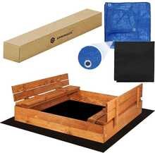 Liivakast Springos SB120SET, 120 x 120 cm, kaanega, oranžes