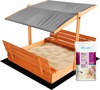 Impregneeritud puidust liivakast 4IQ katusega 140 x 140 cm, hall, 300 kg liiva