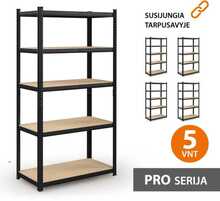 Hoiuriiulid TONRO, 180 x 90 x 40 cm, must, 5 tk