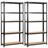 2 riiuli komplekt Akord, 90 x 30 x 180 cm, must/pruun