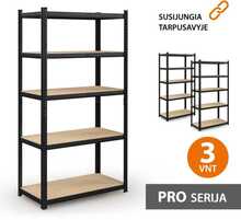 Hoiuriiulid TONRO, 180 x 90 x 40 cm, must, 3 tk