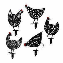 Sokodekoratsioonide komplekt Floriane Garden Chickens, 5 tk, must