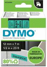 Etiketilint DYMO D1 S0720590, 12 mm x 7 m, must rohelisel