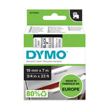 Märgistusteip DYMO D1, 19 mm x 7 m, must läbipaistval