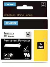 Markeerimisteip DYMO Rhino, 9 mm x 5.5 m, must läbipaistval, 18508