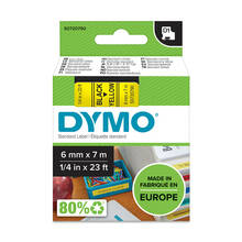 Etiketilint DYMO S0720790, 6 mm x 7 m, must kollasel