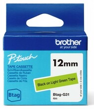 Märgistuslint Brother BTAG-G31, 12 mm, must/roheline, 4 m