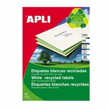 Isekleepuvad etiketid APLI, A4, 70 x 37 mm, 24 etiketti lehel, 100 lehte, valge