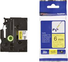 Etiketilint Brother TZe-FX611, 6 mm, must kollasel, 8 m