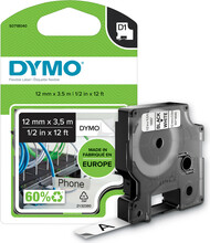 Märgistuslint DYMO D1 S0718040, 12 mm, must valgel, 3.5 m