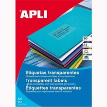 Isekleepuvad etiketid Apli 581225, A4, 210 x 297 mm, läbipaistev, 20 lehte