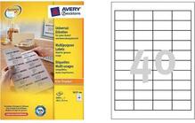 Kleebisetiketid Avery Zweckform, A4, 48.5 x 25.4 mm, 100 lehte, valge