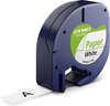 Etiketilint Dymo LetraTag Paper S0721510, 12 mm x 4 m, must valgel