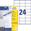 Kleebisetiketid Avery Zweckform, A4, 70 x 36 mm, 24 etiketti lehel, 100 lehte, valge